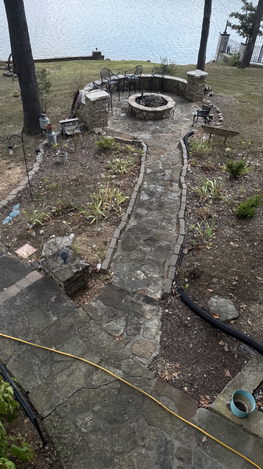 Patio and walkway before cleanup