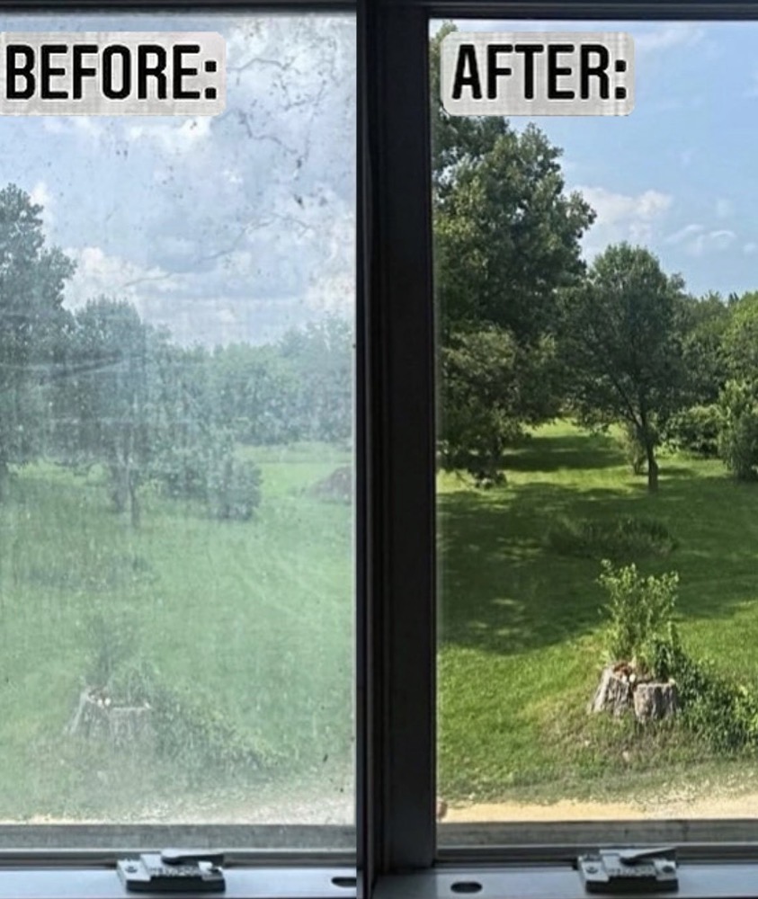 Window cleaning before and after